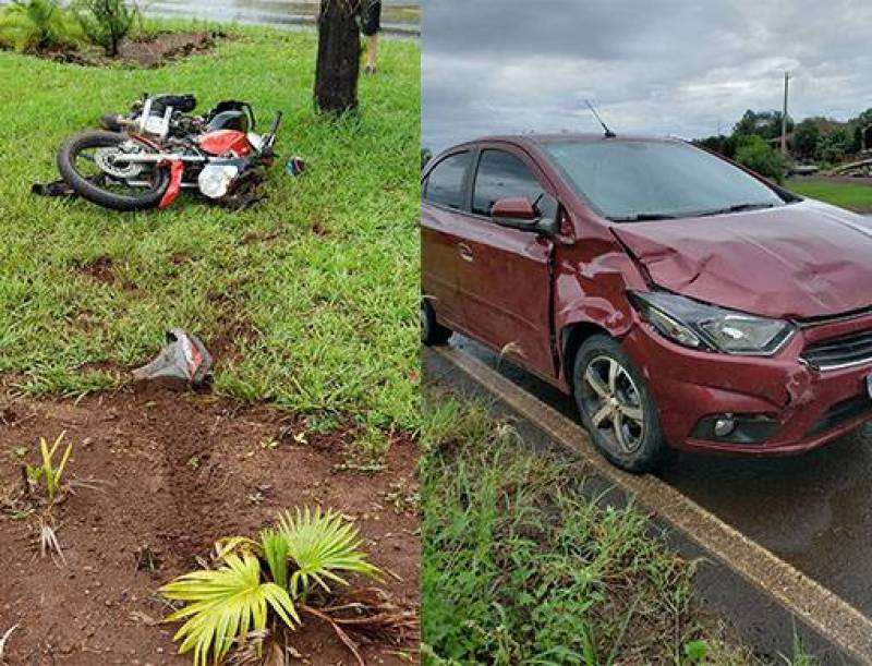 Motociclista fica ferido ao bater moto contra veículo de Três de Maio na RS 307 em São Paulo das Missões