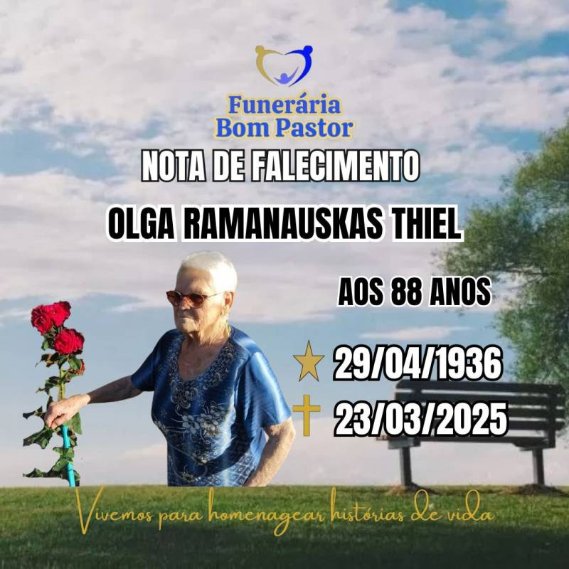 Familiares participam o falecimento da Senhora OLGA RAMANAUSKAS THIEL