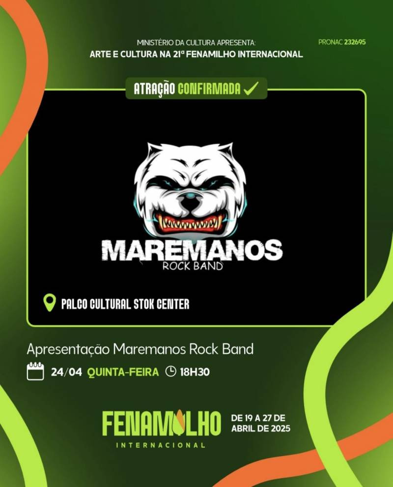 Quinta-feira de Maremanos Rock Band no Palco Cultural da Fenamilho