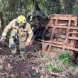Capotamento é registrado na tarde de domingo na RS-420 em Erechim
