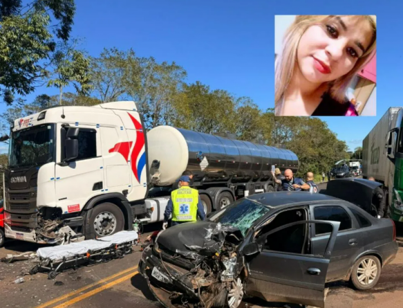 Mulher de 34 anos morre em acidente entre carro e carreta no oeste catarinense