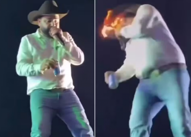 Sertanejo Léo fica ferido ao ter rosto atingido por fogo de máquina de efeito especial em show