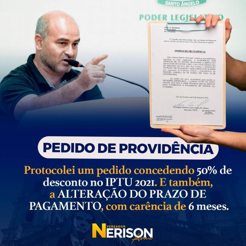 Vereador quer 50% desconto no IPTU e 6 meses de carência. Secretário diz que pedido é inconstitucional
