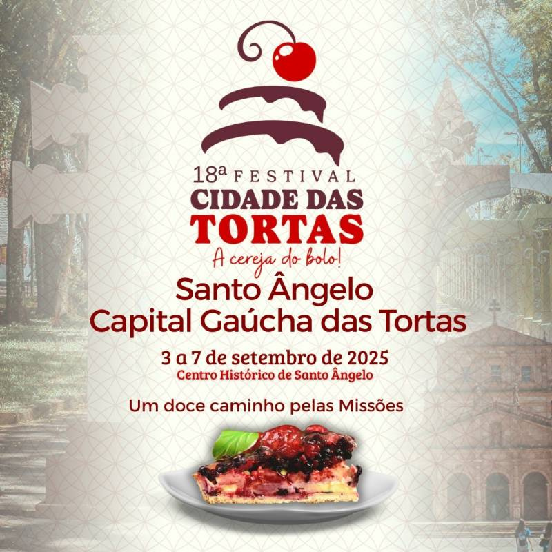 18ª Festival Cidade das Tortas inicia na quarta-feira,03. Confira a programação