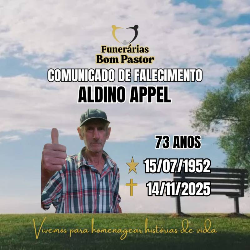 Familiares participam o falecimento do Senhor Aldino Appel