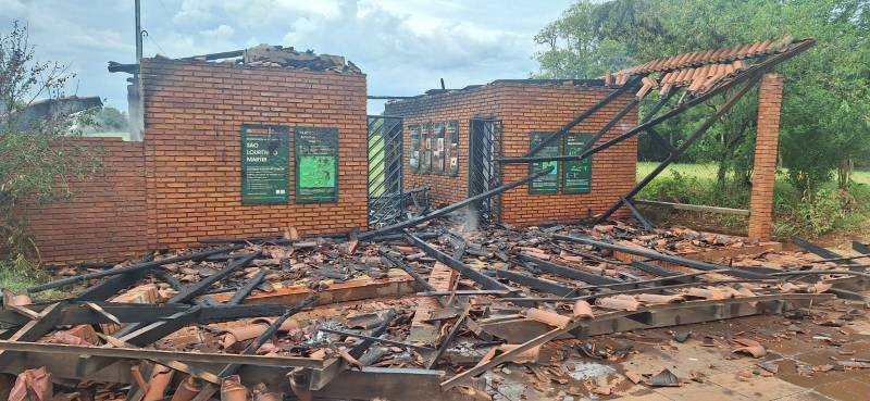 Incêndio destrói guarita do Sítio Arqueológico de São Lourenço