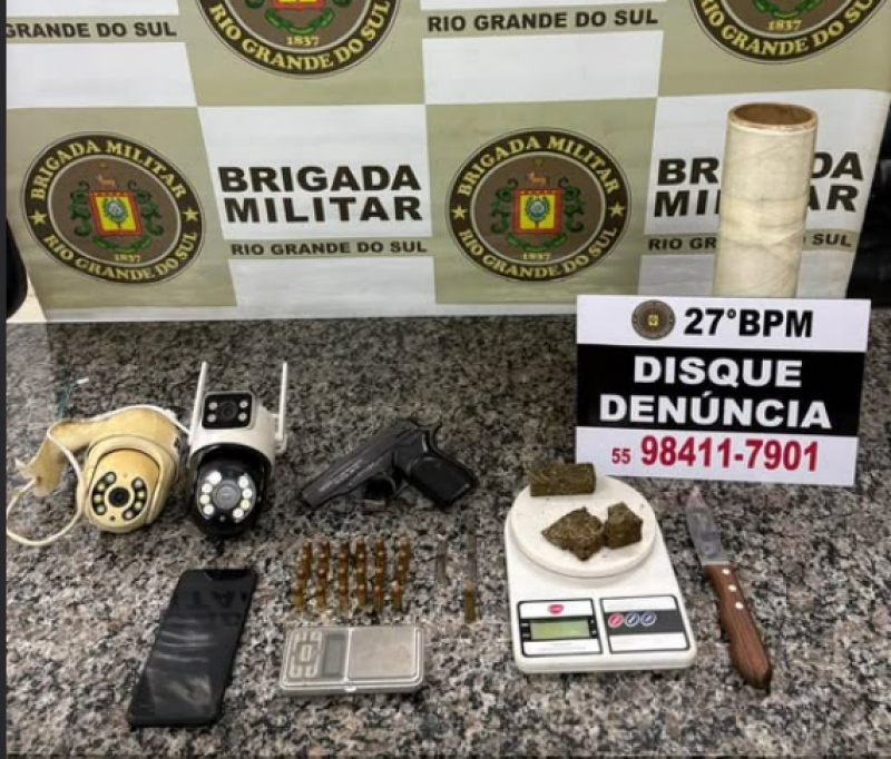 Brigada Militar prende individuo por tráfico de drogas e posse irregular de arma de fogo em Santo Ângelo
