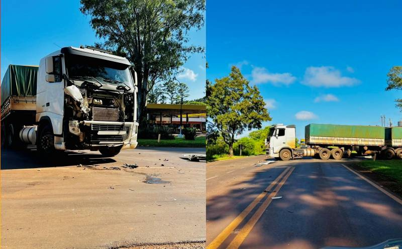 Colisão entre carreta bitrem e caminhão, deixa trânsito lento em São Luiz Gonzaga