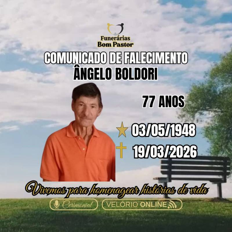 Familiares participam o falecimento do Senhor ÂNGELO BOLDORI