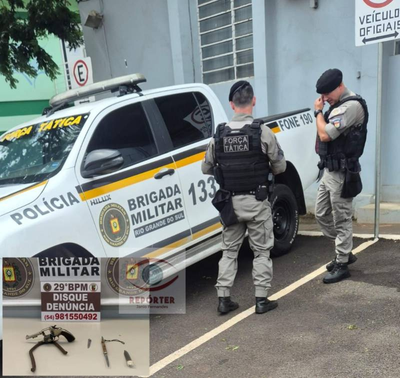 Alunos são flagrados com arma de fogo e faca em escola de Ijuí