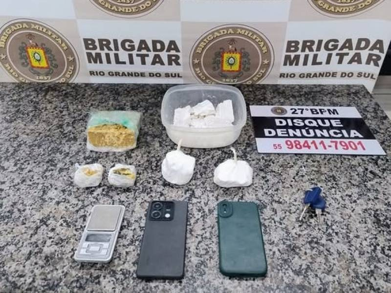 Brigada Militar prende dois indivíduos por tráfico de drogas e associação ao tráfico em santo Ângelo
