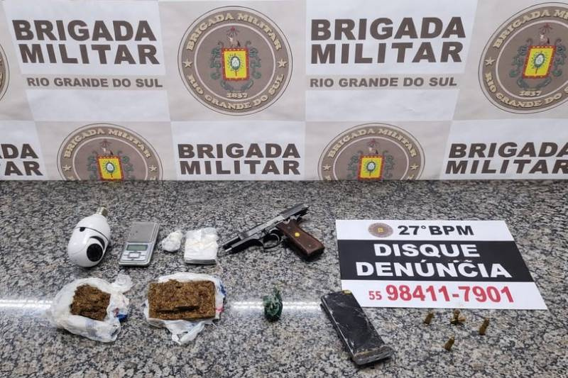 Três indivíduos presos por tráfico de drogas e porte ilegal de arma de fogo em Santo Ângelo