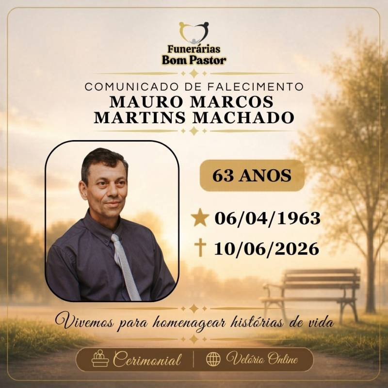 Familiares participam o falecimento de Mauro Marcos Martins Machado