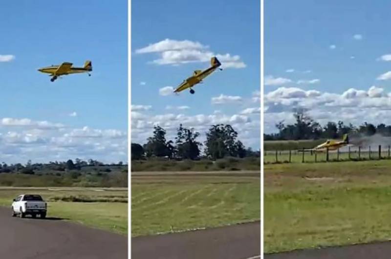 Avião agrícola sofre acidente ao tentar pouso de emergência em Alegrete