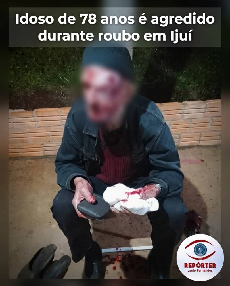 Idoso de 78 anos é brutalmente agredido durante assalto em Ijuí; criminosos levam dinheiro e celular