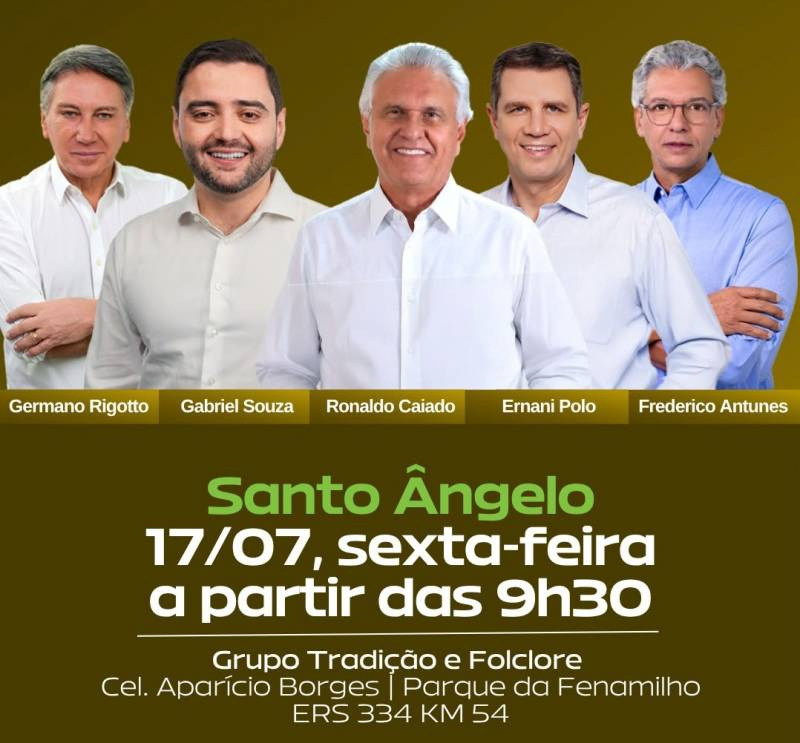 Santo Ângelo sediará encontro com pré-candidatos do RS e presença de Ronaldo Caiado