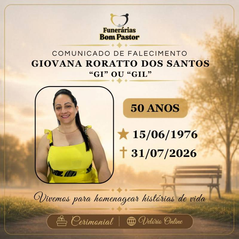 Familiares participam o falecimento de Giovana Roratto dos Santos