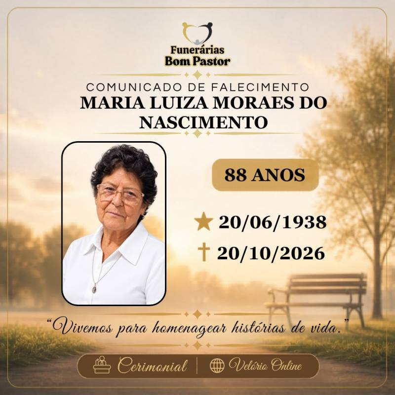 Familiares participam o falecimento de Maria Luiza Moraes do Nascimento