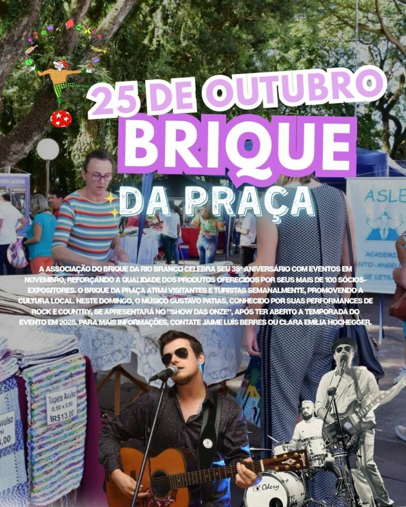 Músico Gustavo Patias no Show das Onze no Brique da Praça dia 25