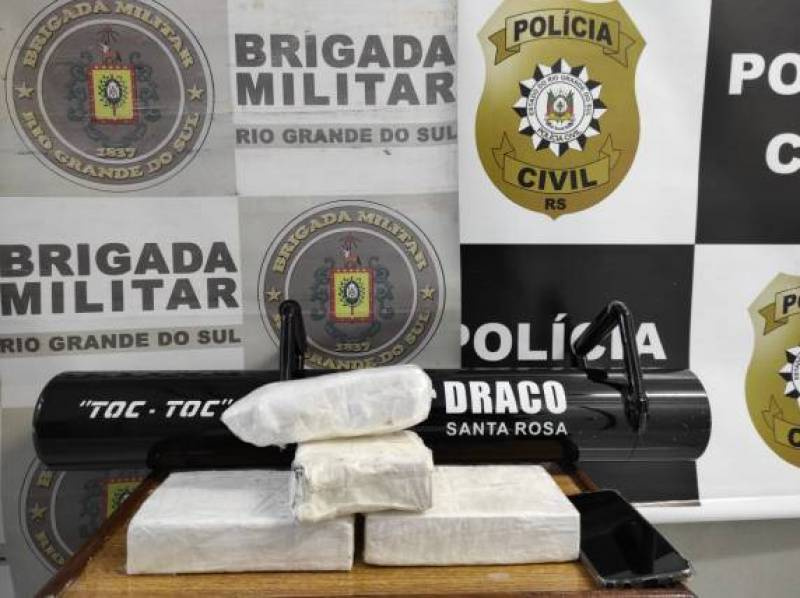 PC e BM prendem homem com 3 kg de cocaína em Santa Rosa