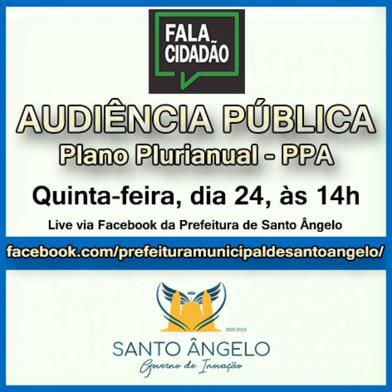 Audiência pública do PPA acontece nesta quinta-feira