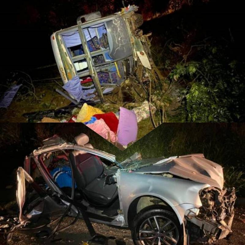 Cinco feridos em acidente enolvendo ônibus e carro