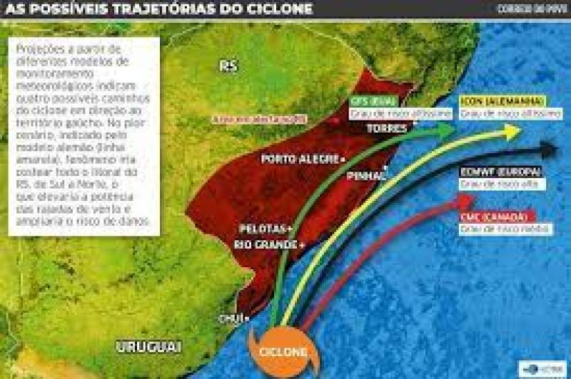 Confira as cidades do Rio Grande do Sul na rota do ciclone