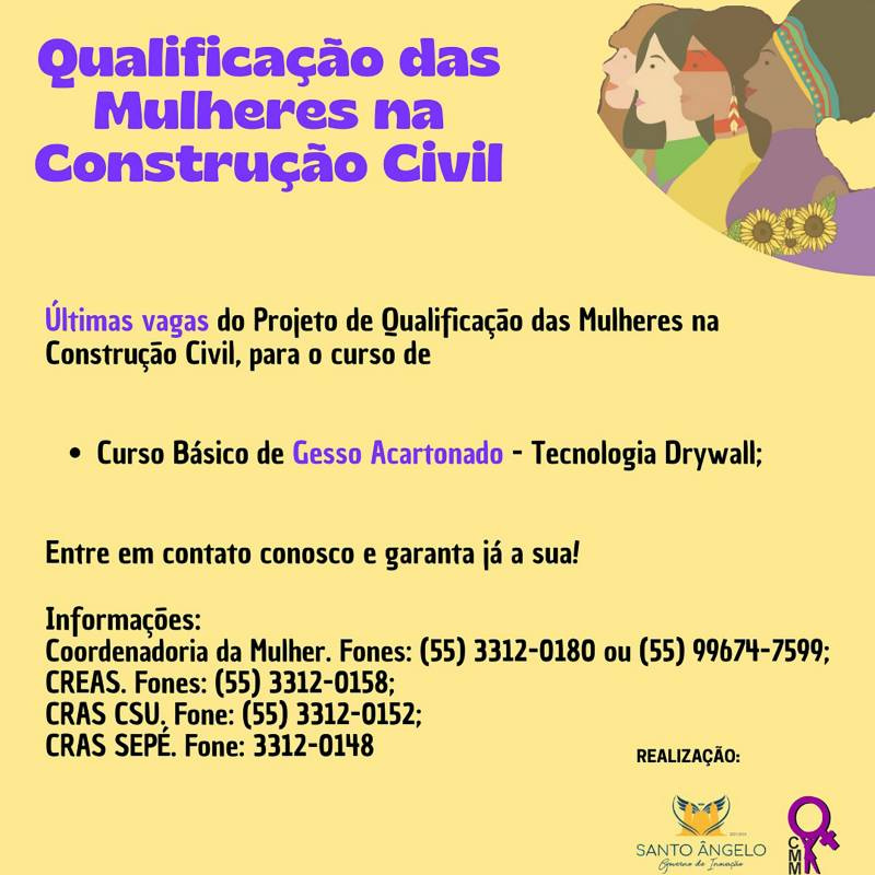 Restam poucas vagas para projeto de qualificação à construção civil