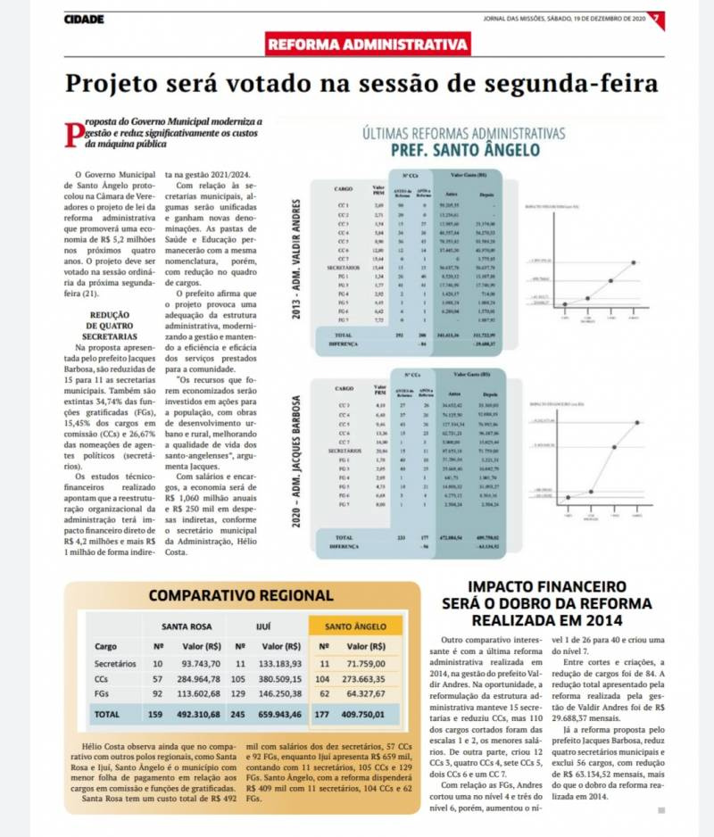 Reforma administrativa deve ser votada na segunda-feira